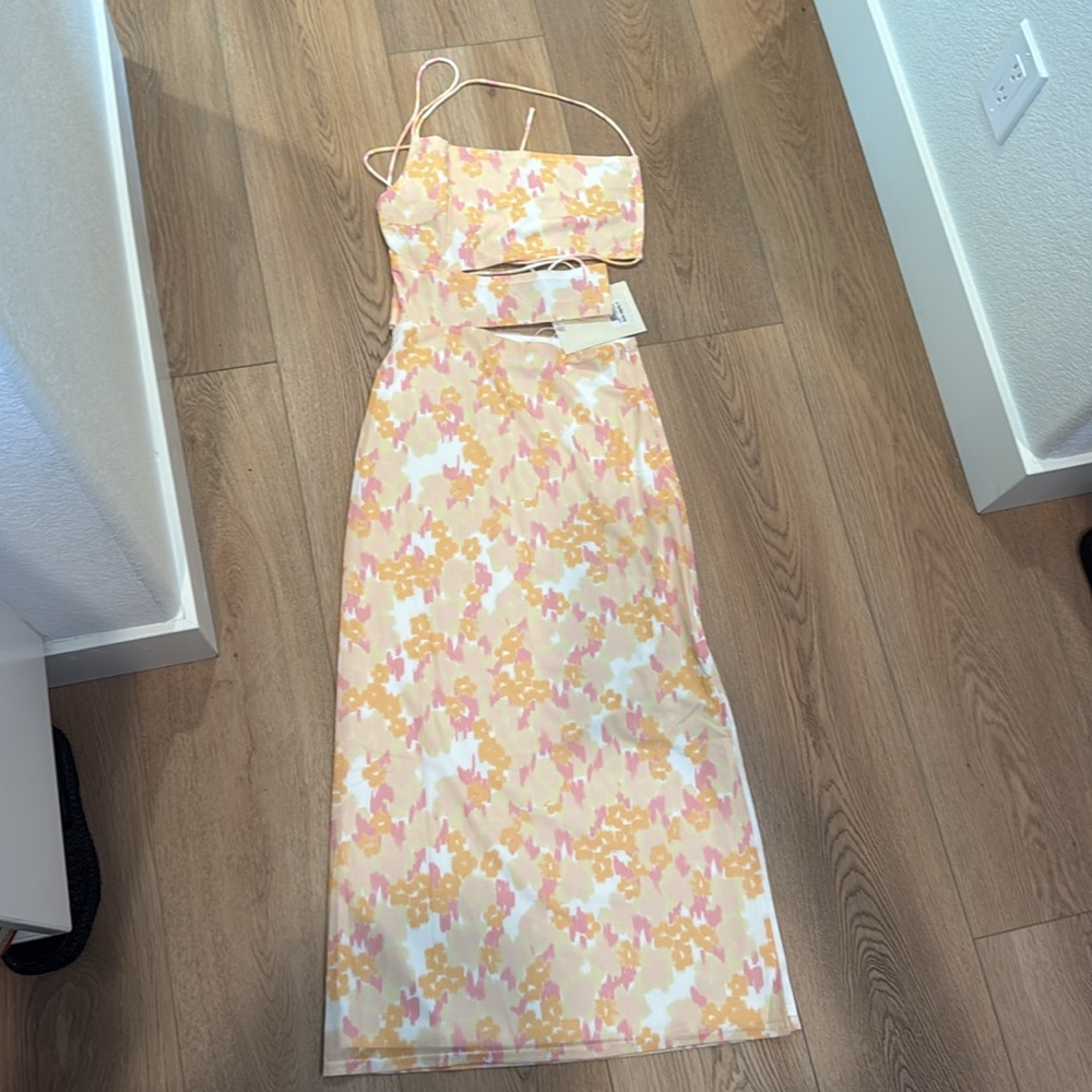 Sabo Skirt Floral Cutout Maxi Dress medium NWT